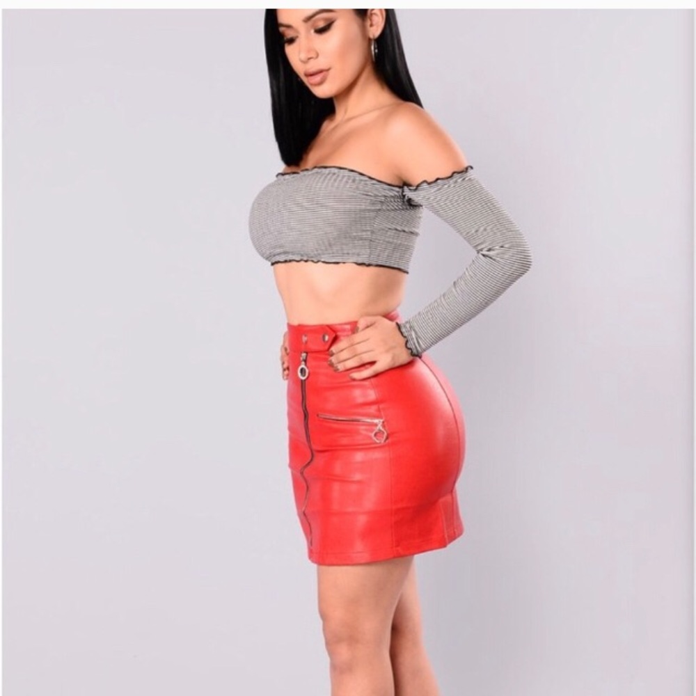 Red Leather Fashion Nova mini skirt